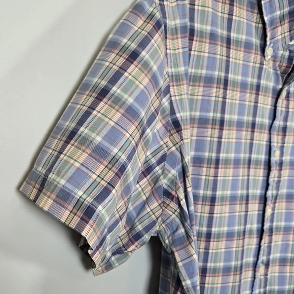 Ralph Lauren Men’s Light Blue‎ Plaid Short Sleeve Button Down Shirt Size Large - Picture 4 of 10